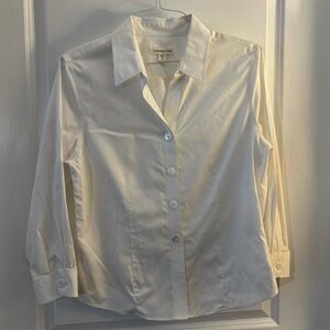 Classic Cold water Creek White Cotton Button-Up Shirt Sz Large petite
